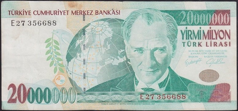 7.EMİSYON 20 000 000 LİRA E27 356688 TEMİZ +