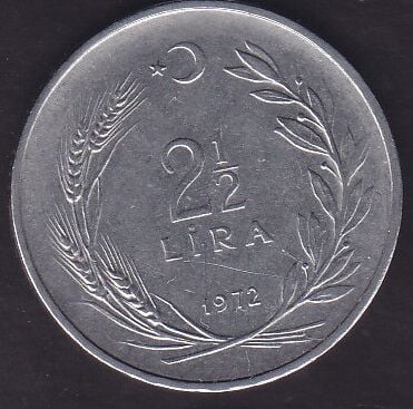 1972 Yılı 2.5 Lira Düz