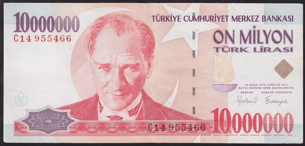7.Emisyon 10.000.000 Lira C14 955466 Çok Temiz+