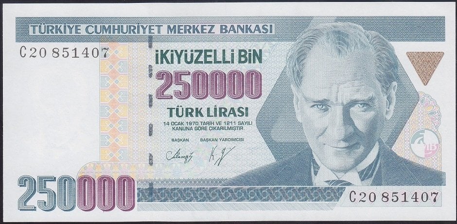 7.Emisyon 1.Tertip 250000 Lira C20 851407 Çil