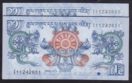BHUTAN 1 NGULTRUM 2013 ÇİL - SERİ TAKİPLİ 10 ADET