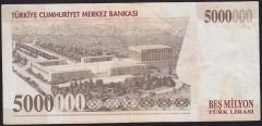 7.Emisyon 5 000 000 Lira K02 062969 Çok Temiz+