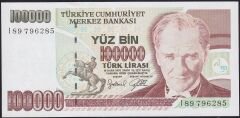 7.Emisyon 3.Tertip 100000 Lira I89 796285 Çil