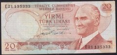 6.EMİSYON 2.TERTİP 20 LİRA E21 135333 ÇOK TEMİZ