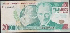 7.EMİSYON 20 000 000 LİRA E28 207954 TEMİZ +