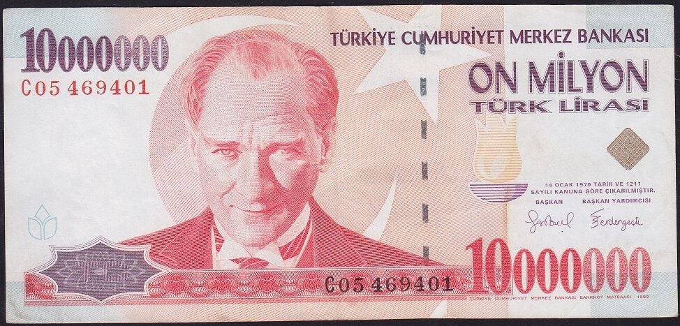 7.Emisyon 10000000 Lira C05 469401 Çok Temiz+