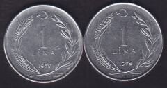 1979 Yılı 1 Lira (Ters Düz Takım)