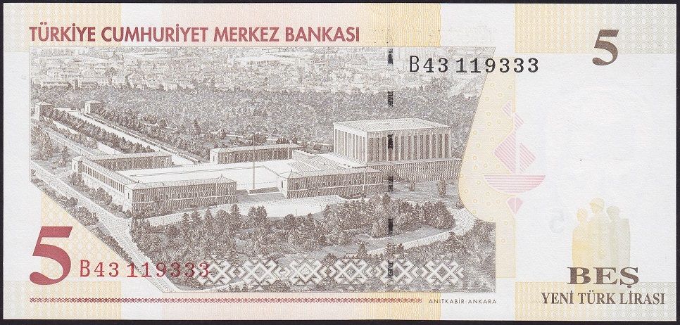 8.Emisyon 5 YTL B43 119333 Çil