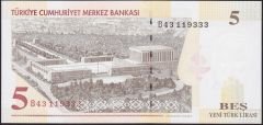 8.Emisyon 5 YTL B43 119333 Çil