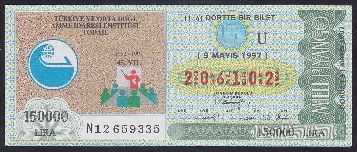 1997 19 MAYIS ÇEYREK BİLET U SERİSİ