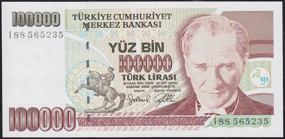 7.Emisyon 3.Tertip 100000 Lira I88 565235 Çil