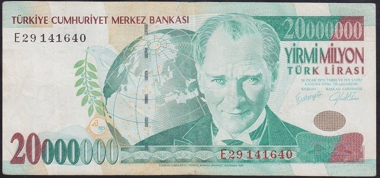 7.EMİSYON 20 000 000 LİRA E29 141640 TEMİZ