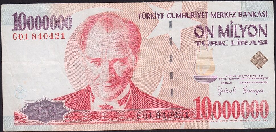 7.Emisyon 10000000 Lira C01 840421 Çok Temiz+