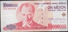 7.Emisyon 10000000 Lira C01 840421 Çok Temiz+