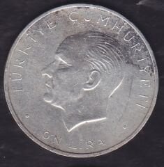 1960 Yılı 10 Lira - Hakimiyet Milletindir İhtilal Gümüş ( 15 Gram )
