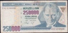 7.Emisyon 1.Tertip 250000 Lira C52 134600 Çok Temiz