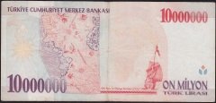 7.Emisyon 10 000 000 Lira F17 516768 Çok Temiz+