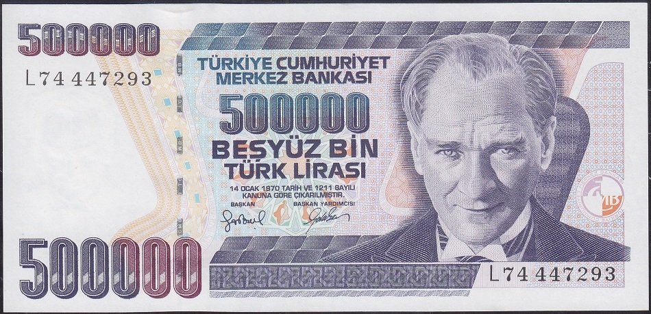 7.Emisyon 4.Tertip 500000 Lira L74 447293 Çil
