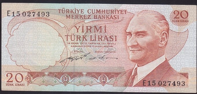 6.EMİSYON 2.TERTİP 20 LİRA E15 027493 ÇÇT