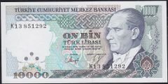 7.Emisyon 4.Tertip 10000 Lira K13 851292 Çil