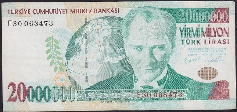 7.EMİSYON 20 000 000 LİRA E30 068473 ÇOK TEMİZ +