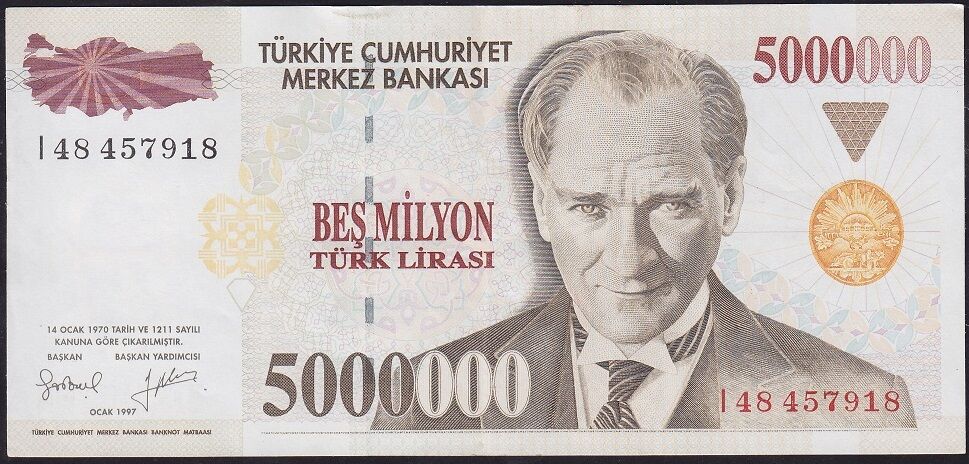 7.Emisyon 5.000.000 Lira I48 457918 Çok Çok Temiz+