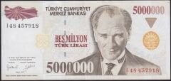 7.Emisyon 5.000.000 Lira I48 457918 Çok Çok Temiz+