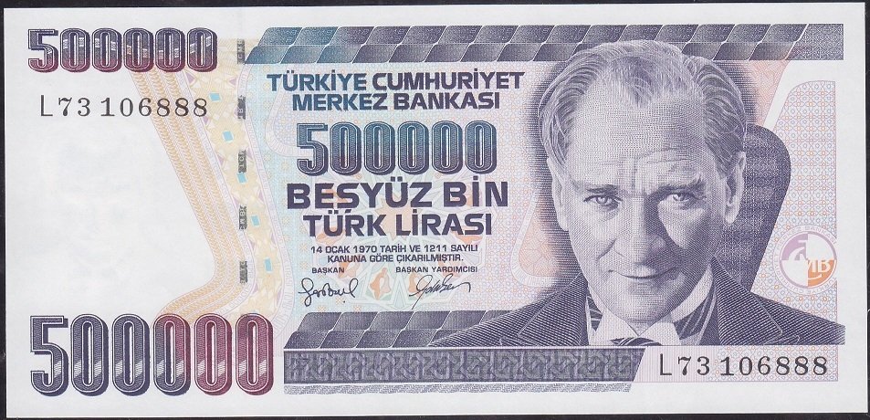 7.Emisyon 4.Tertip 500000 Lira L73 106888 Çilaltı Çil