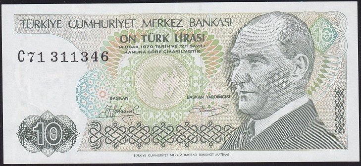 7.Emisyon 1.Tertip 10 Lira C71 311346 Çil