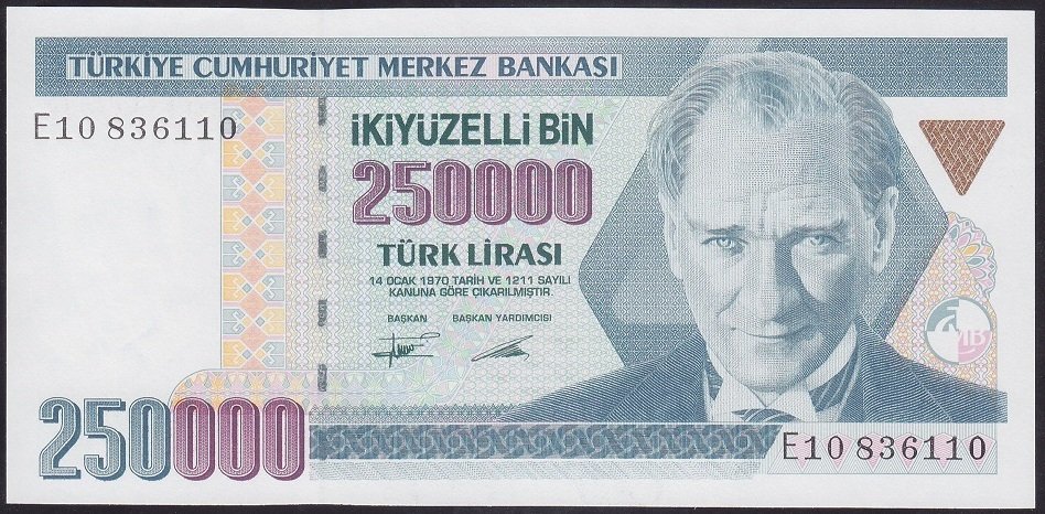 7.Emisyon 2.Tertip 250000 Lira E10 836110 Çilaltı +