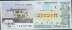 2001 9 ARALIK ÇEYREK BİLET - U SERİSİ