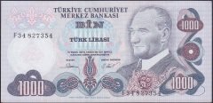 6.EMİSYON 3.TERTİP 1000 LİRA F34 827354 ÇİLALTI