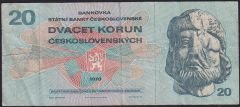 Çekoslovakya 20 Korun 1970 Çok Temiz
