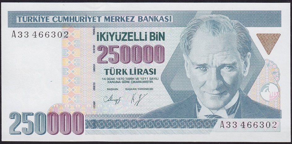 7.Emisyon 1.Tertip 250000 Lira A33 466302 Çil