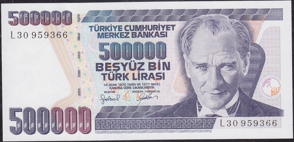 7.Emisyon 4.Tertip 500000 Lira L30 959366 Çil
