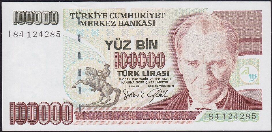 7.Emisyon 3.Tertip 100000 Lira I84 124285 Çilaltı Çil