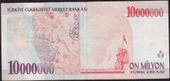 7.Emisyon 10.000.000 Lira B84 453438 Çok Temiz+