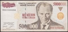 7.Emisyon 5.000.000 Lira H90 335184 Çok Temiz