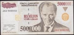 7.Emisyon 5 000 000 Lira J82 908032 Çok Temiz+