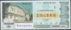 2001 9 AĞUSTOS ÇEYREK BİLET - U SERİSİ