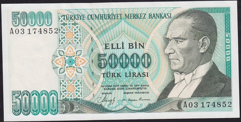 7.Emisyon 1.Tertip 50000 Lira A03 174852 Çilaltı Çil