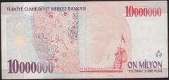 7.Emisyon 10000000 Lira B72 004682 Çok Temiz+