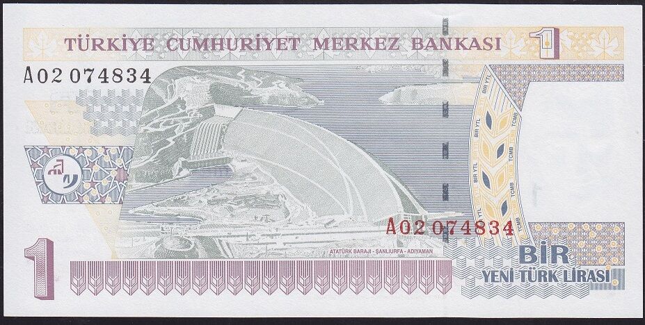 8.Emisyon 1 YTL A02 074834 Çil