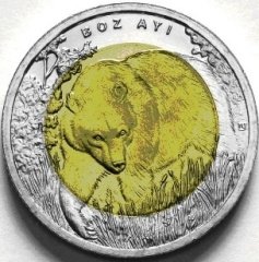 2011 TARİHLİ 1 LİRA BOZ AYI BİMETAL HATIRA PARASI - ÇİL