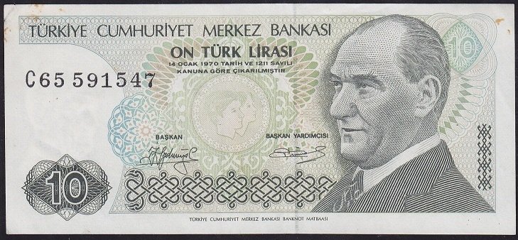 7.Emisyon 1.Tertip 10 Lira C65 591547 Ççt