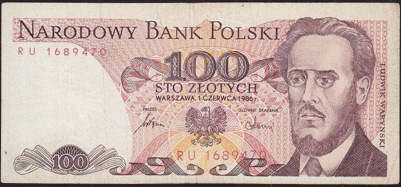 Polonya 100 Zloty 1986 Çok Temiz