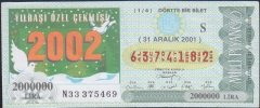 2001 31 ARALIK ÇEYREK BİLET - S SERİSİ