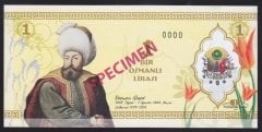 ÖZEL BASKI 1 OSMANLI LİRASI - OSMAN GAZİ - HOLOGRAMLI - EMNİYET ŞERİTLİ - SPECİMEN