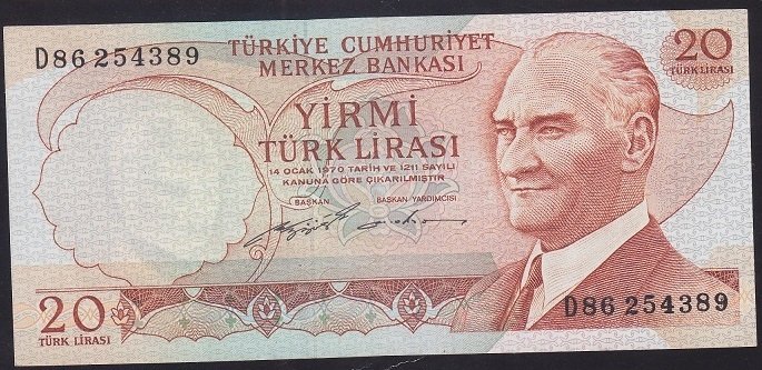 6.EMİSYON 2.TERTİP 20 LİRA D86 254389 ÇİLALTI