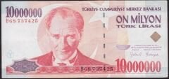 7.Emisyon 10000000 Lira B68 737425 Çok Temiz+